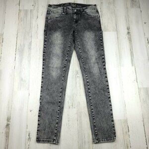 L.A. Idol Black Rhinestone Skinny Jeans Women’s Juniors Size 9 Acid Wash Stretch